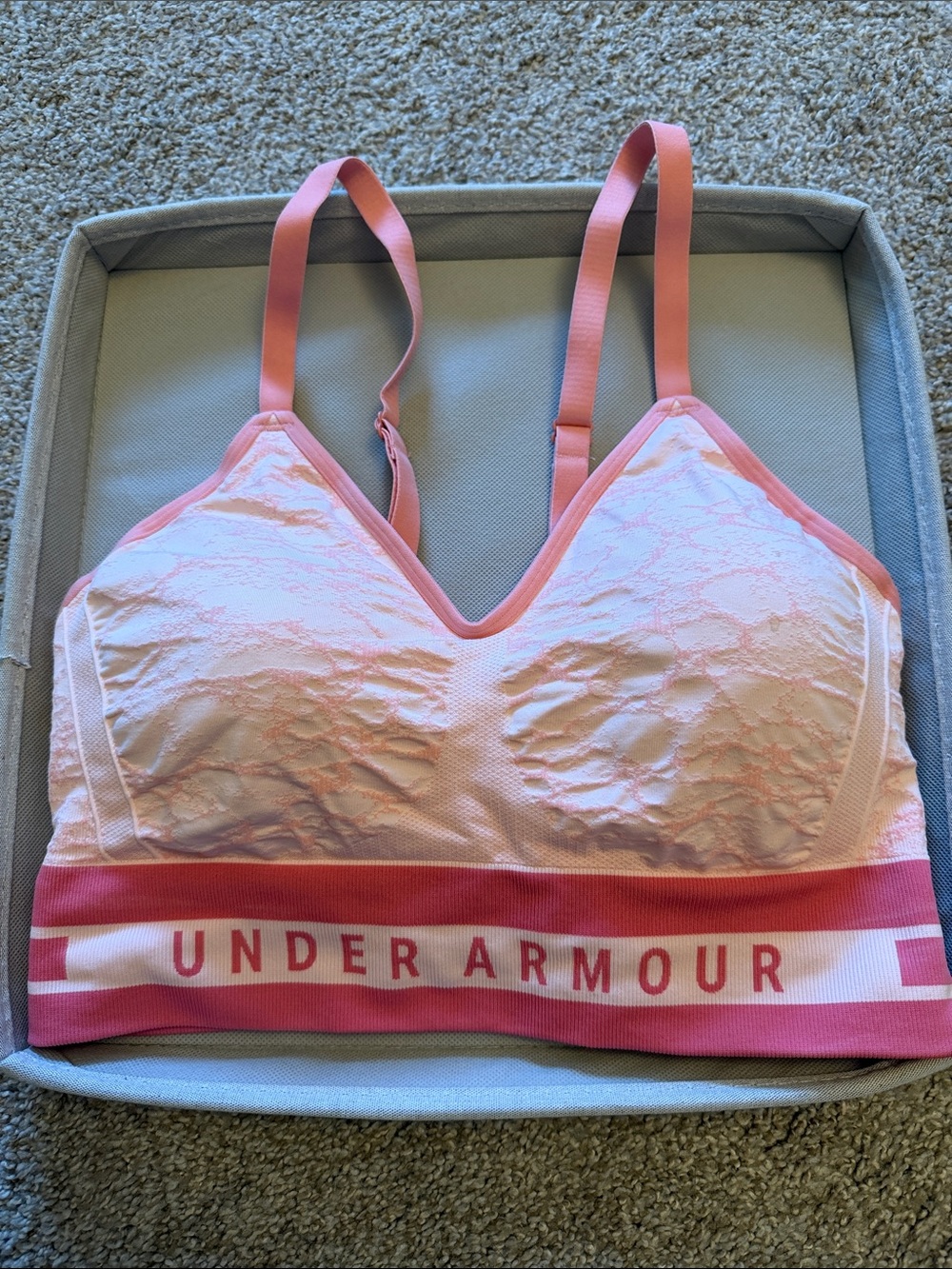 Under Armour Pink Strappy Light Pink Sports Bra with Logo Band
